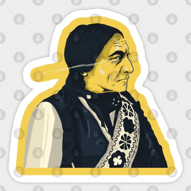 Sitting Bull Vector Art Design 1 Sticker by Eyanosa